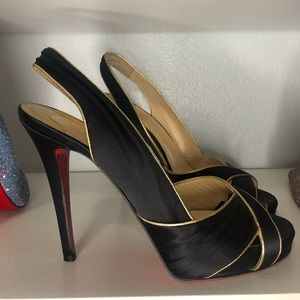 Christian louboutin satin slingback pumps
